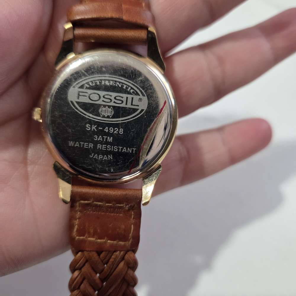 FOSSIL - UNISEX - SKELETON WATCH W/ GENUINE LEATHER BAND - QUARTZ ANALOG SK-4928 - Picture 5 of 8